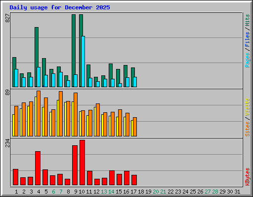 Daily usage for December 2025